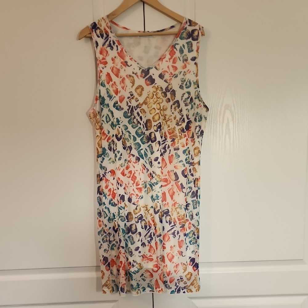 Multicolor Mesh lined Sleeveless Dress